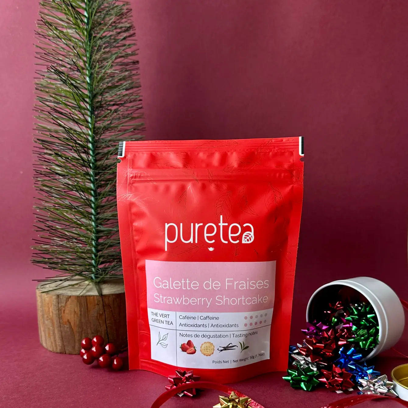 Holiday Tea - Strawberry Shortcake - loose leaf Retail pouch